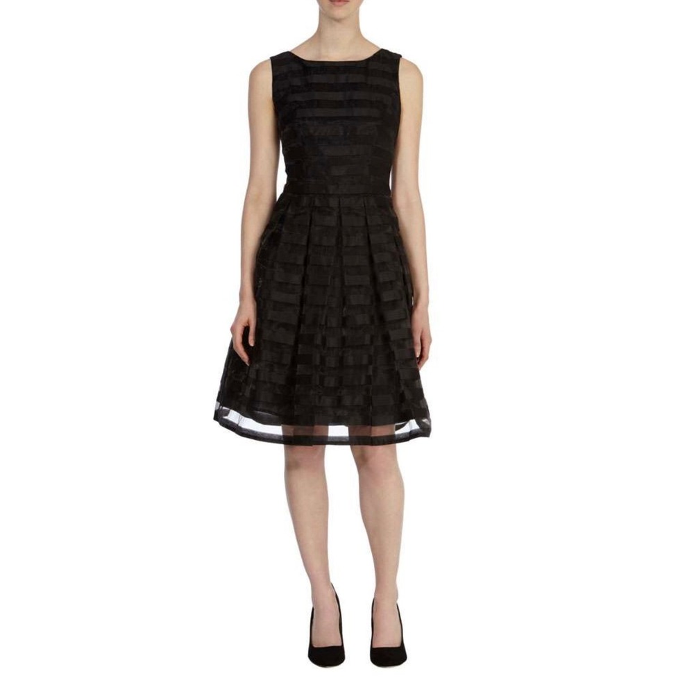 London Style Collection Woman Black Striped Sleeveless Cocktail Dress 18W